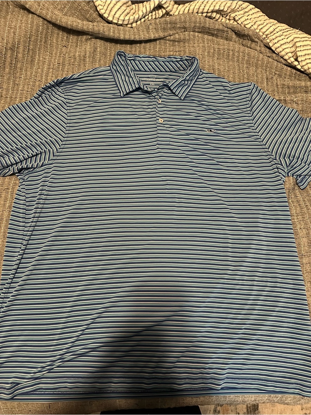 Vineyard Vines Blue and White Striped Polo
